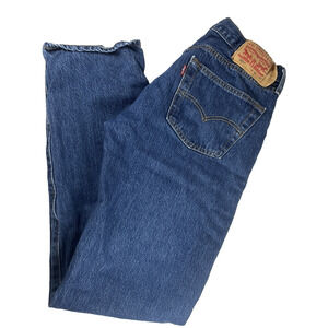 Levis 501 Jeans Mens 30x33 Straight Leg Dark Blue Denim Button Fly